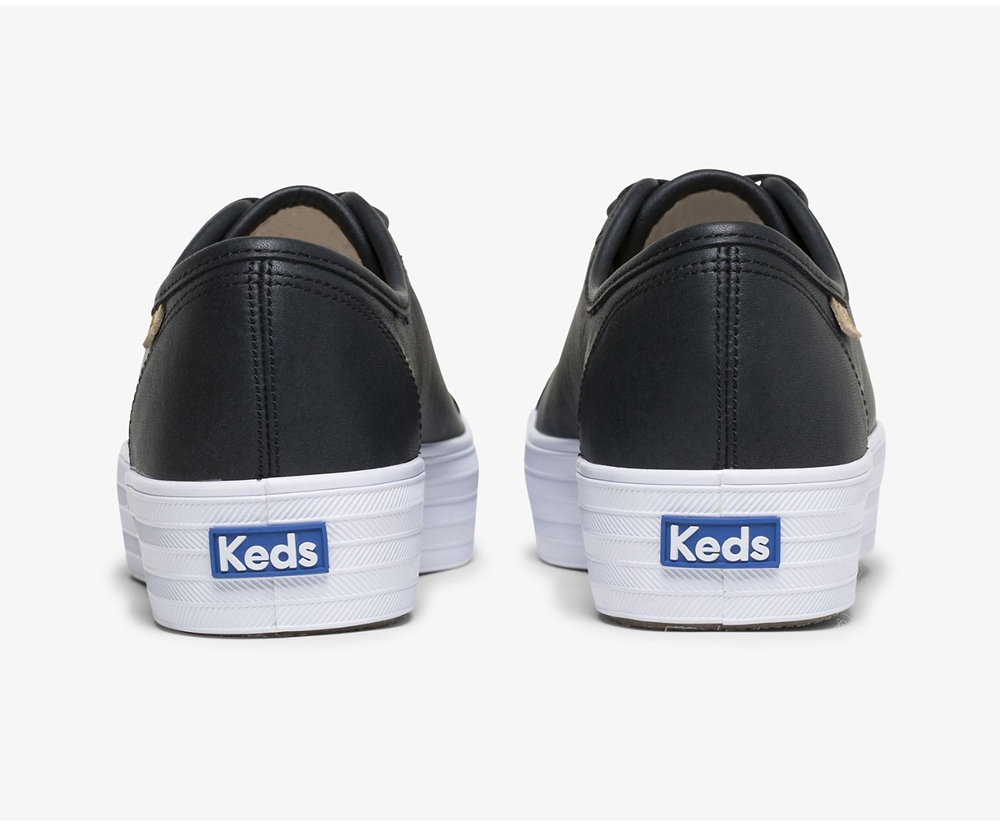 Tenis Keds Mujer Negros - Triple Kick Luxe Cuero - 1635-RWUNV